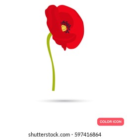 Poppy color flat icon for web and mobile design