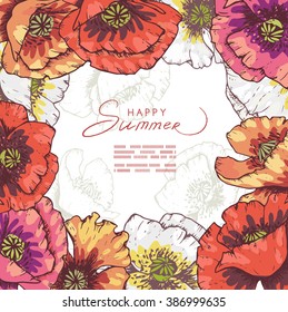 Poppy compositions are cropped with Clipping Mask. . All objects are conveniently grouped  and are easily editable.