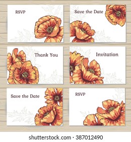 Poppy compositions are cropped with Clipping Mask. . All objects are conveniently grouped  and are easily editable.