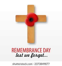 Poppy Cross, Remembrance day - Lest We Forget. EPS10 vector