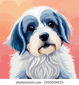 poppy dog watercolor vector art