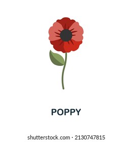 Poppy flat icon. Colored element sign from flowers collection. Flat Poppy icon sign for web design, infographics and more.