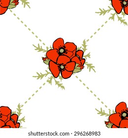 Poppy floral background seamless pattern