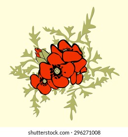 Poppy floral background vector  