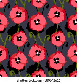 Poppy flower background. Anzac day,  remembrance day symbol flower pattern