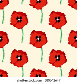 Poppy flower background. Anzac day,  remembrance day symbol flower pattern