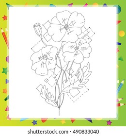 Poppy flower Beautiful isolated hand drawn vector