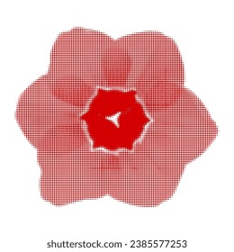 Poppy flower bud, top view, one, isolated, from circle dot of different sizes on white background