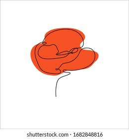 Poppy flower continuous line drawing. Abstract minimal poppy. Poppy flower icon.