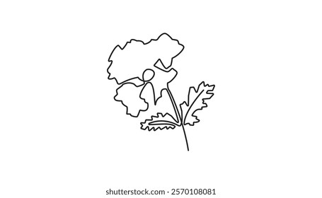 Poppy flower continuous one line drawing