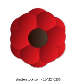 poppy flower, cut out style, vector graphic design element