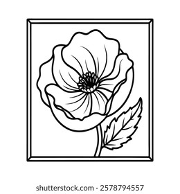 poppy flower frame vector icon 