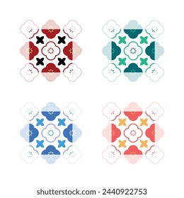 Poppy flower geometric pattern. Seamless background. Flower form.