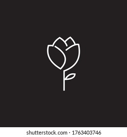 Poppy flower line art., logo vector flower  