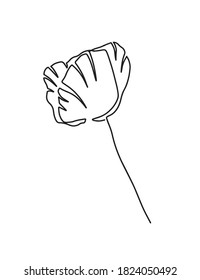 Poppy flower line art. Minimalist contour drawing. One line artwork. Rose flower icon. Continuous one line drawing. One line art. Vector illustration. Flower. Continuous.