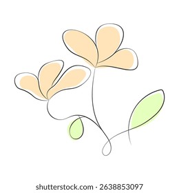 Poppy flower line art. Minimalist contour drawing. One line artwork