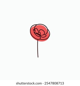 Poppy flower line art outline logo icon sign symbol design concept. Vector illustration