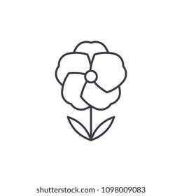 Poppy flower line icon concept. Poppy flower flat vector sign, symbol, illustration.