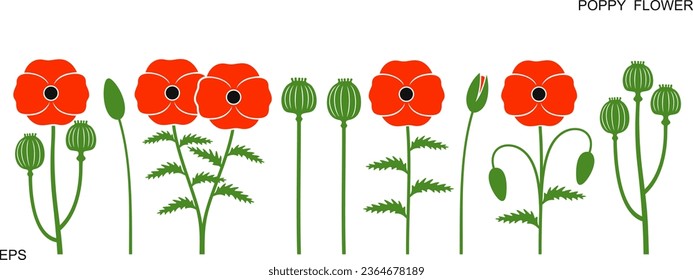 Poppy flower logo. Isolated poppy flower on white background