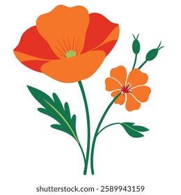 Poppy flower logo. Isolated poppy flower on white background