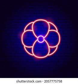 Poppy Flower Neon Sign. Vector Illustration of Nature Promotion.