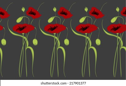 poppy flower on a gray background 
