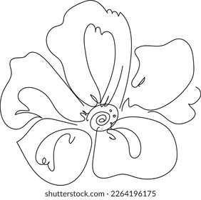 Poppy flower one continuous line art. Decoration blossom botanical floral element. Vector doodle isilated illustration.