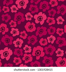 Poppy Flower Pattern. Endless Background. Seamless