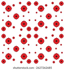 Poppy Flower Pattern Repeat, Design de tecido floral vermelho para fundos