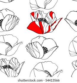 Poppy flower seamless background