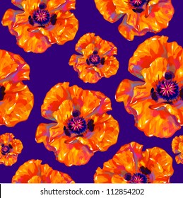 poppy flower seamless pattern