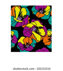 poppy flower seamless pattern