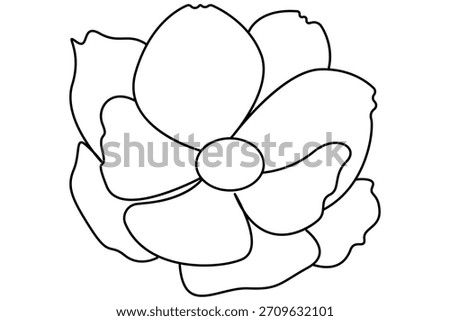 Poppy flower simple continuous line art botanical outline on clean white background.Poppy flower elegant continuous one line drawing modern minimalist floral outline vector.