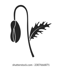 Poppy flower vector black icon. Vector illustration poppy red on white background. Isolated black illustration icon of red elower.