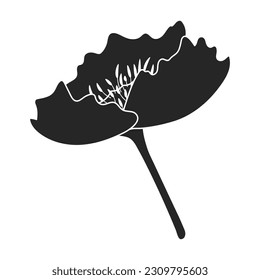 Poppy flower vector black icon. Vector illustration poppy red on white background. Isolated black illustration icon of red elower.