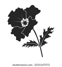 Poppy flower vector black icon. Vector illustration poppy red on white background. Isolated black illustration icon of red elower.