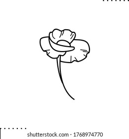 Poppy flower vector icon in outlines