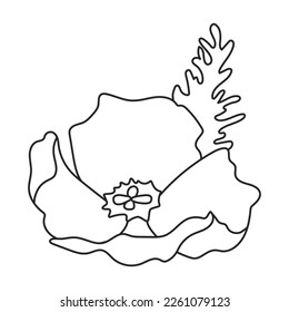 Poppy flower vector outline icon. Vector illustration poppy on white background. Isolated outline illustration icon of elower.