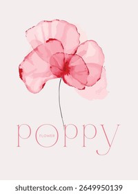 Poppy flower in watercolor style. Vector image. Art.Poster