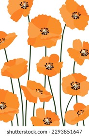 Poppy flowers background.Eps 10 vector.