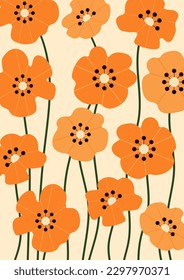 poppy flowers background.Eps 10 vector.