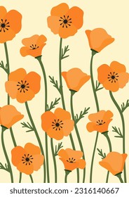 poppy flowers background.Eps 10 vector.
