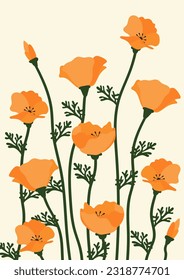 fondo de flores de amapola.Eps 10 vector.