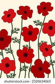 poppy flowers background.Eps 10 vector.
