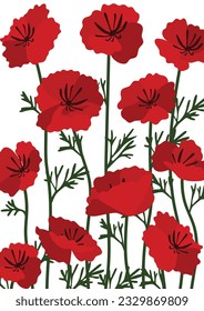 poppy flowers background.Eps 10 vector.