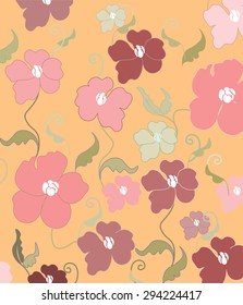 Poppy flowers colorful pattern. Vector
