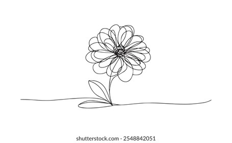 Poppy flowers in continuous line art drawing style. Doodle floral border with two flowers blooming among grass. Minimalist black linear design isolated on white background. Vector illustration