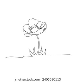 Poppy flowers continuous one line vector art illustration and single outline simple flower design
