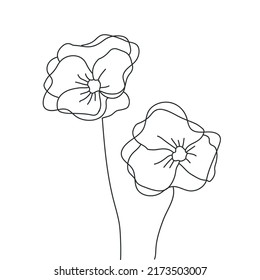 Poppy flowers. Hand drawn vector illustration. Black and white.