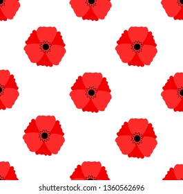 Poppy flowers pattern. Floral texture. Vector illustration.